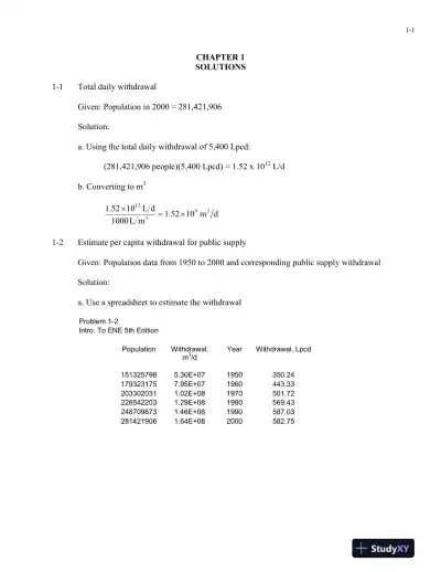 Solution Manual for Introduction to Environmental Engineering, 5th Edition - Page 12 preview image