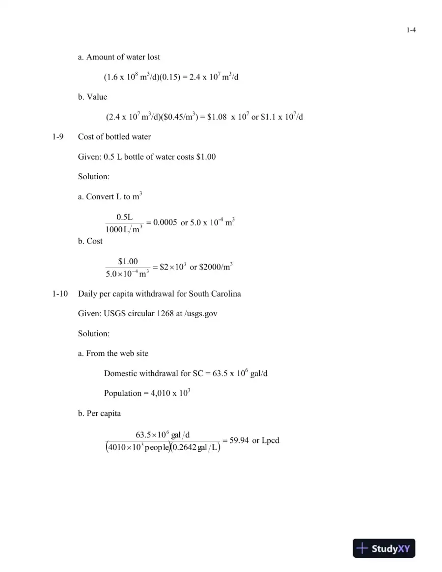 Solution Manual for Introduction to Environmental Engineering, 5th Edition, page 15