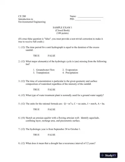 Solution Manual for Introduction to Environmental Engineering, 5th Edition - Page 3 preview image