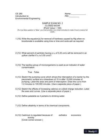 Solution Manual for Introduction to Environmental Engineering, 5th Edition - Page 5 preview image
