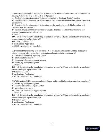 Test Bank for Marketing Research, 9th Edition - Page 14 preview image