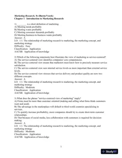 Test Bank for Marketing Research, 9th Edition - Page 3 preview image