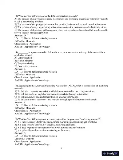 Test Bank for Marketing Research, 9th Edition - Page 7 preview image