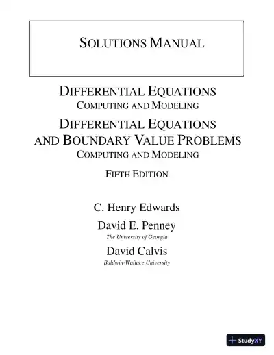 Solution Manual for Differential Equations: Computing and Modeling (Tech Update), 5th Edition - Page 1 preview image