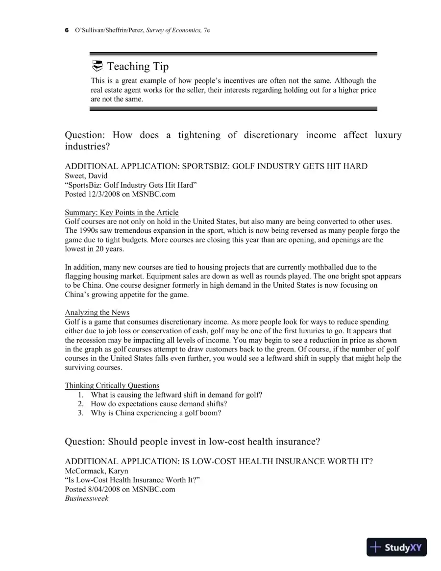 Class Notes for Survey of Economics: Principles, Applications, and Tools, 7th Edition, page 13