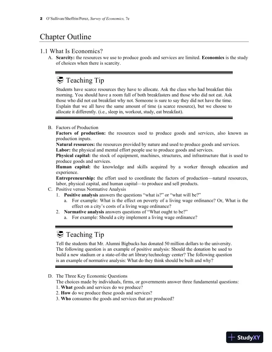 Class Notes for Survey of Economics: Principles, Applications, and Tools, 7th Edition, page 9
