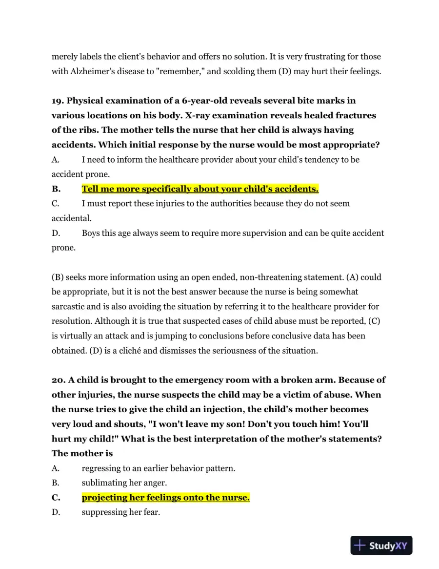 2023-2024 NR326 HESI Mental Health Real Exam With Answers (75 Solved Questions), page 11