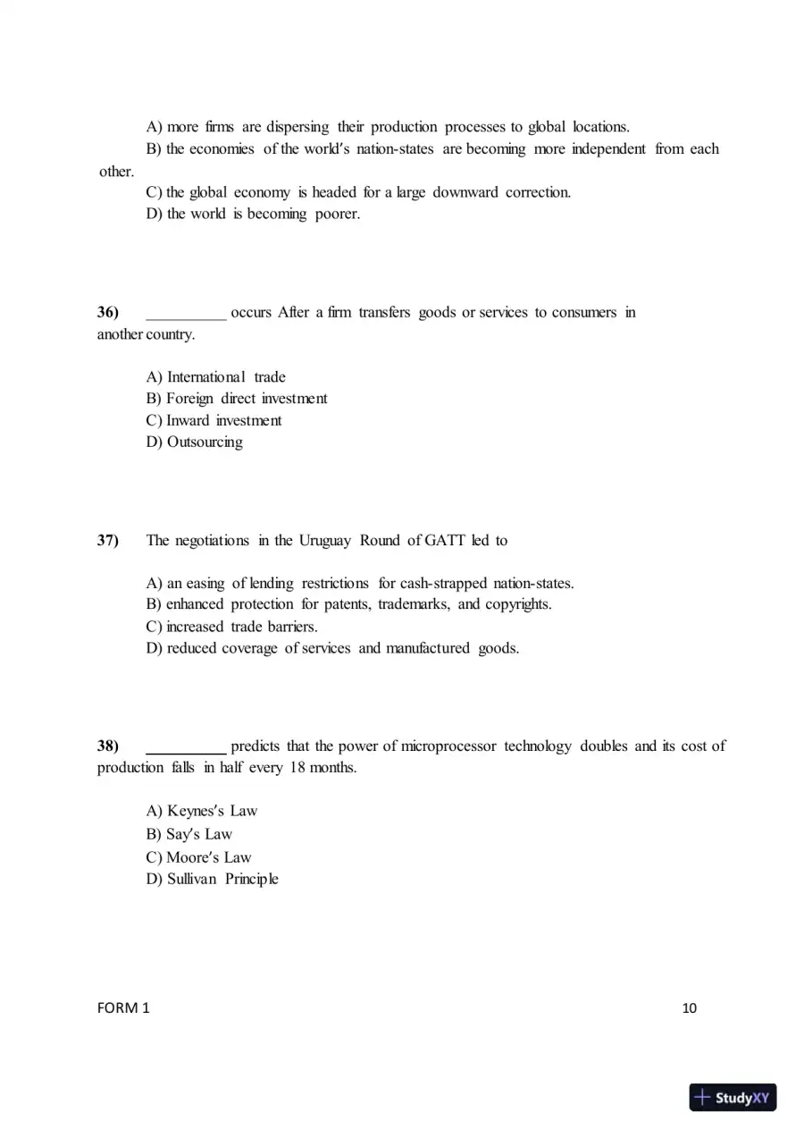 Test Bank for ISE International Business: Competing in the Global Marketplace, 14th Edition (Chapters 1-10), page 13
