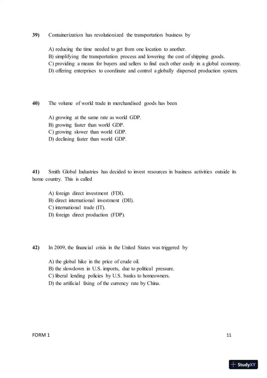 Test Bank for ISE International Business: Competing in the Global Marketplace, 14th Edition (Chapters 1-10), page 14