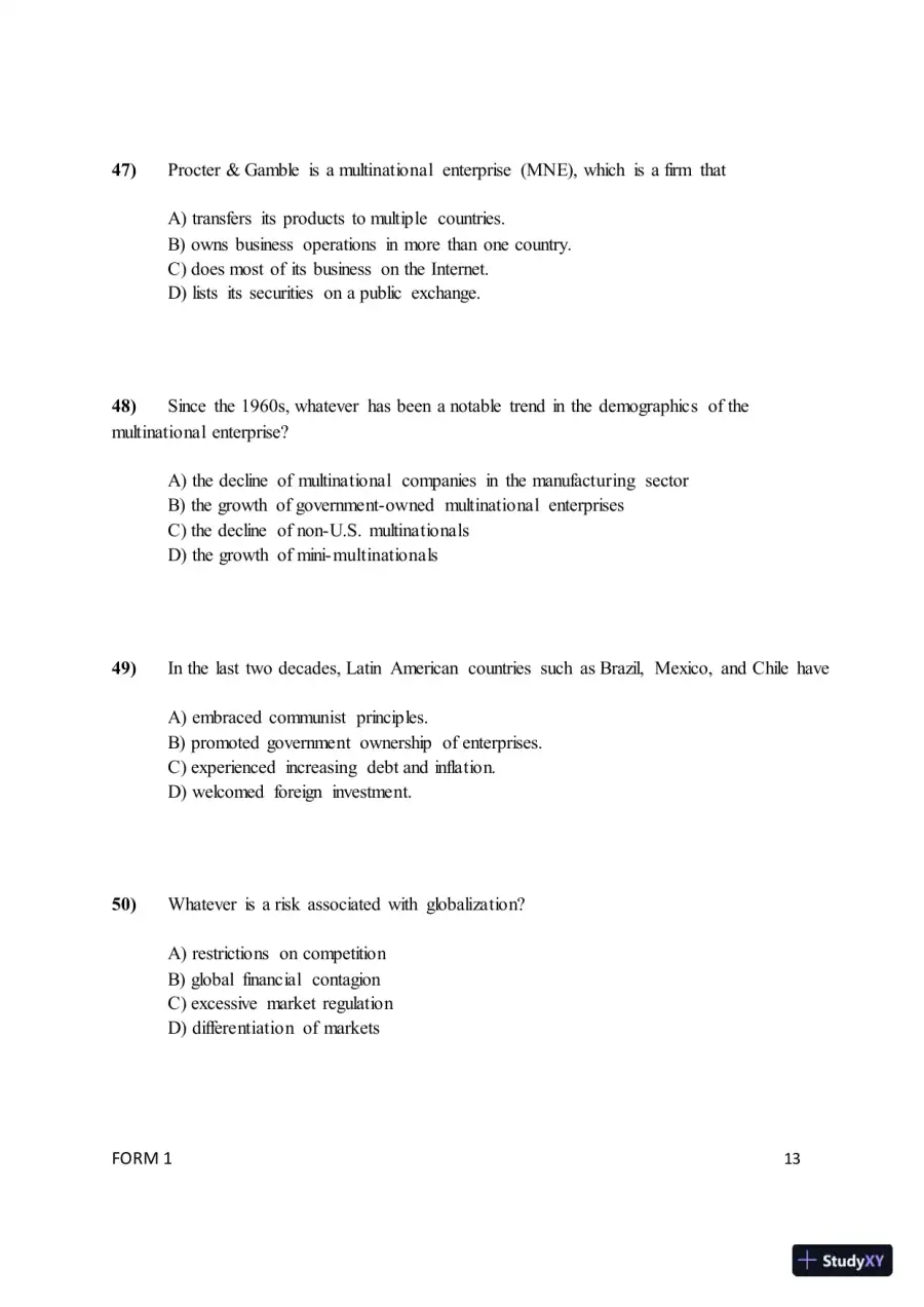 Test Bank for ISE International Business: Competing in the Global Marketplace, 14th Edition (Chapters 1-10), page 16