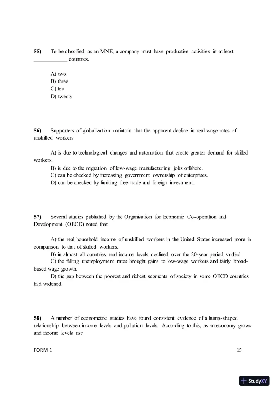 Test Bank for ISE International Business: Competing in the Global Marketplace, 14th Edition (Chapters 1-10), page 18