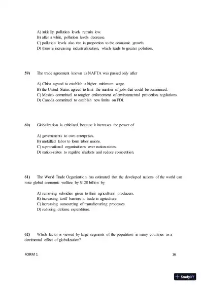 Test Bank for ISE International Business: Competing in the Global Marketplace, 14th Edition (Chapters 1-10) - Page 19 preview image