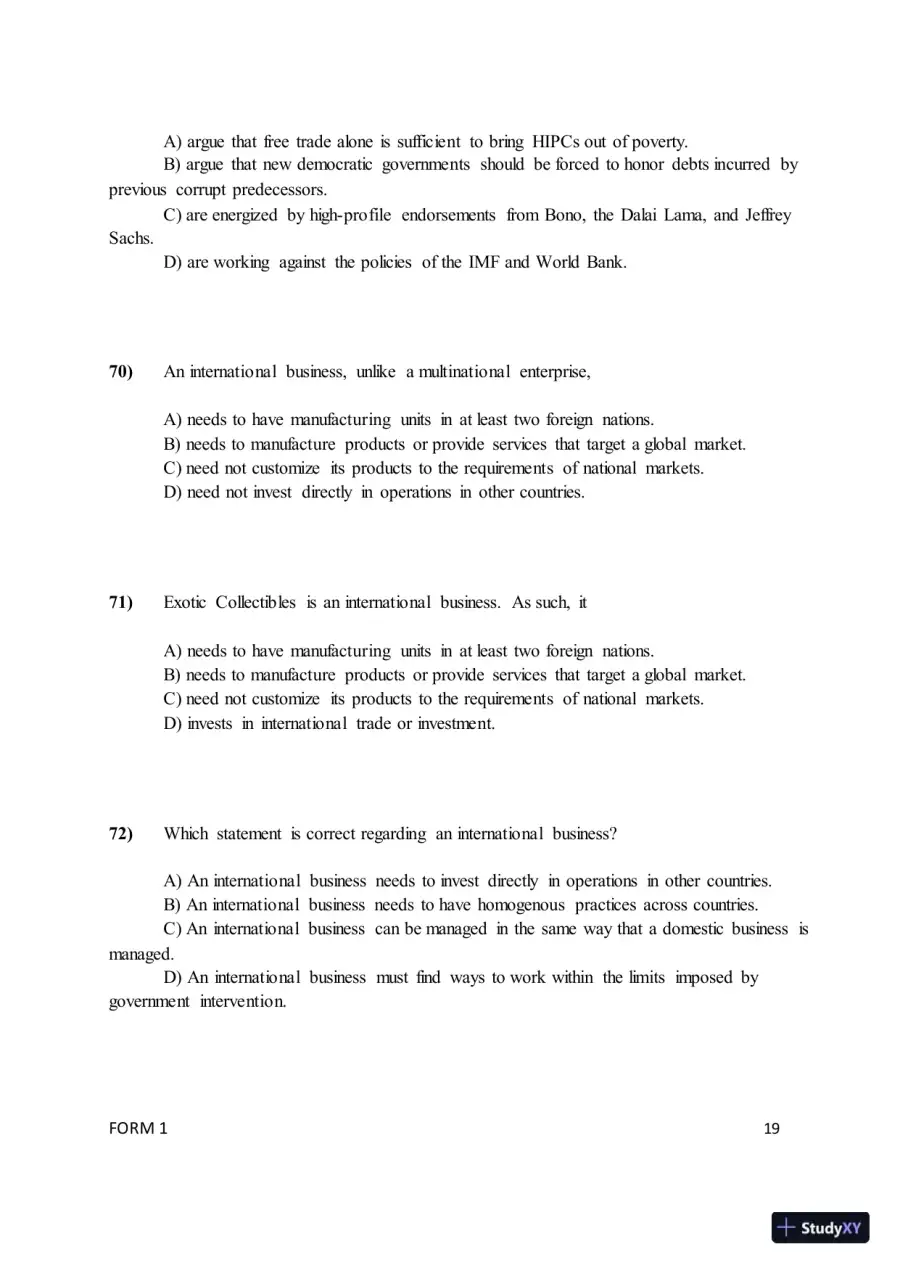 Test Bank for ISE International Business: Competing in the Global Marketplace, 14th Edition (Chapters 1-10), page 22