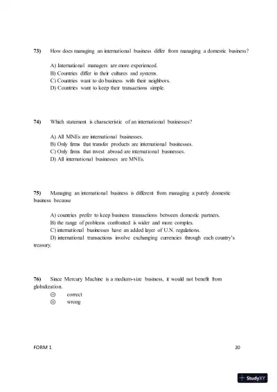 Test Bank for ISE International Business: Competing in the Global Marketplace, 14th Edition (Chapters 1-10) - Page 23 preview image