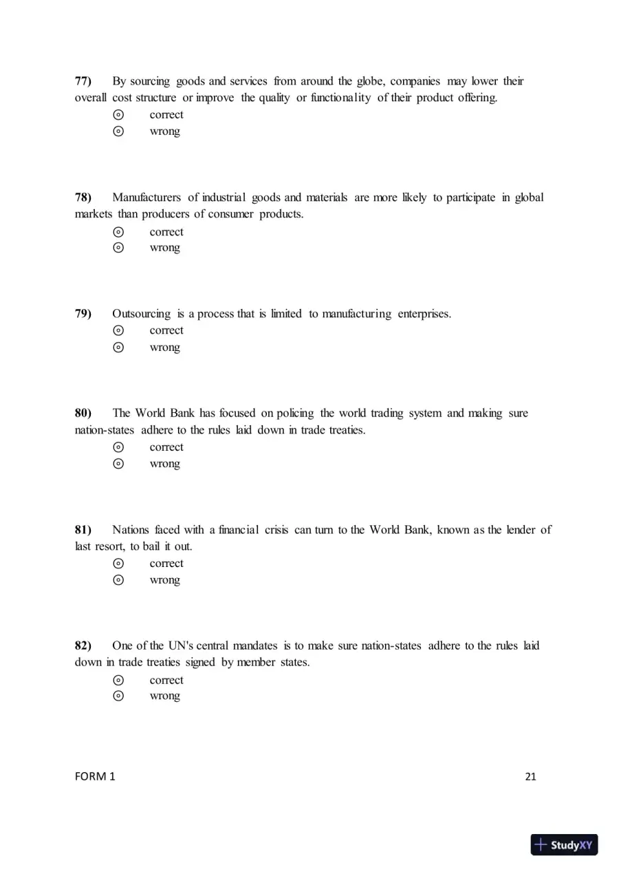 Test Bank for ISE International Business: Competing in the Global Marketplace, 14th Edition (Chapters 1-10), page 24