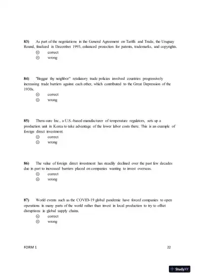 Test Bank for ISE International Business: Competing in the Global Marketplace, 14th Edition (Chapters 1-10) - Page 25 preview image