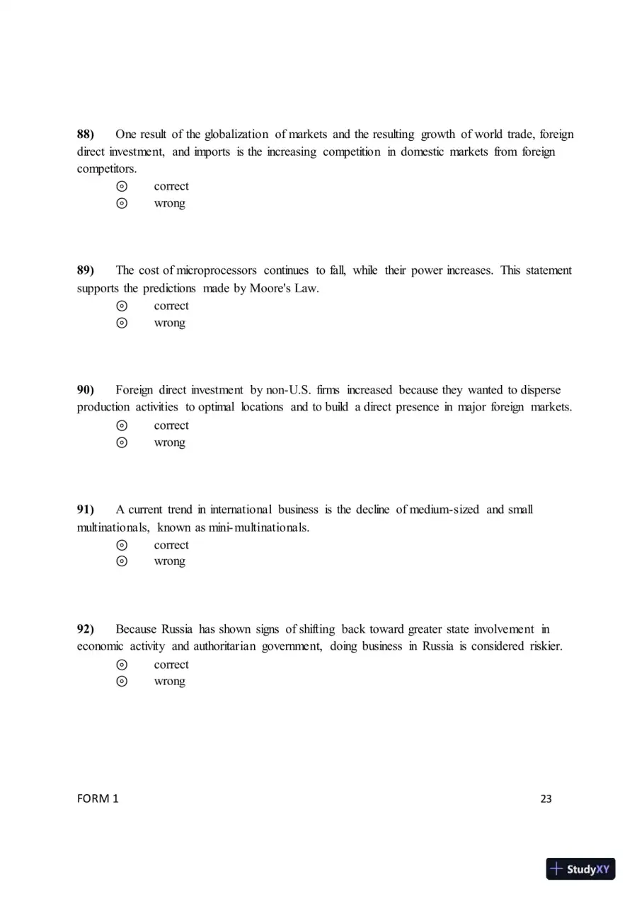 Test Bank for ISE International Business: Competing in the Global Marketplace, 14th Edition (Chapters 1-10), page 26