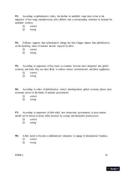 Test Bank for ISE International Business: Competing in the Global Marketplace, 14th Edition (Chapters 1-10) - Page 27 preview image