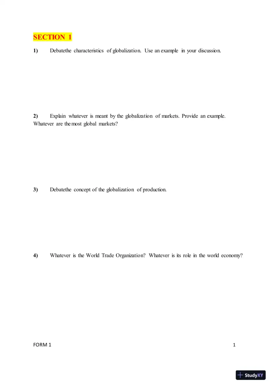 Test Bank for ISE International Business: Competing in the Global Marketplace, 14th Edition (Chapters 1-10), page 3