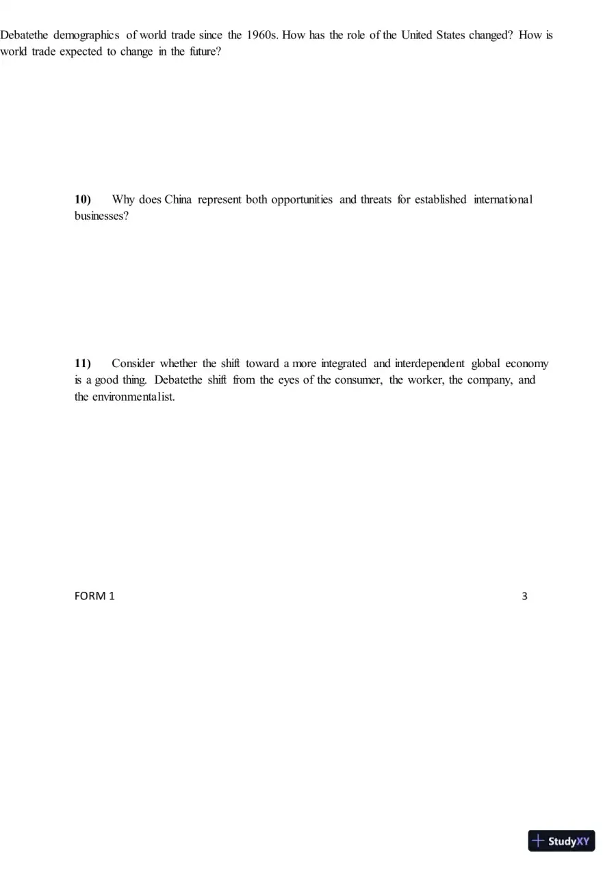 Test Bank for ISE International Business: Competing in the Global Marketplace, 14th Edition (Chapters 1-10), page 6
