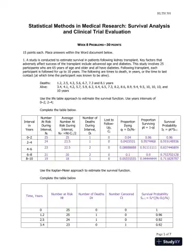 Statistical Methods in Medical Research: Survival Analysis and Clinical Trial Evaluation - Page 1 preview image