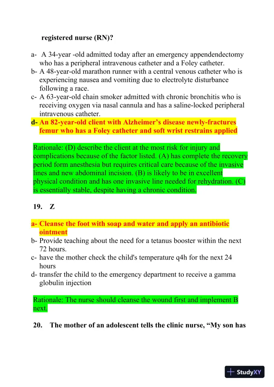 2020-2021 HESI RN Pediatrics Review Exit Exam With Answers (756 Solved Questions), page 10