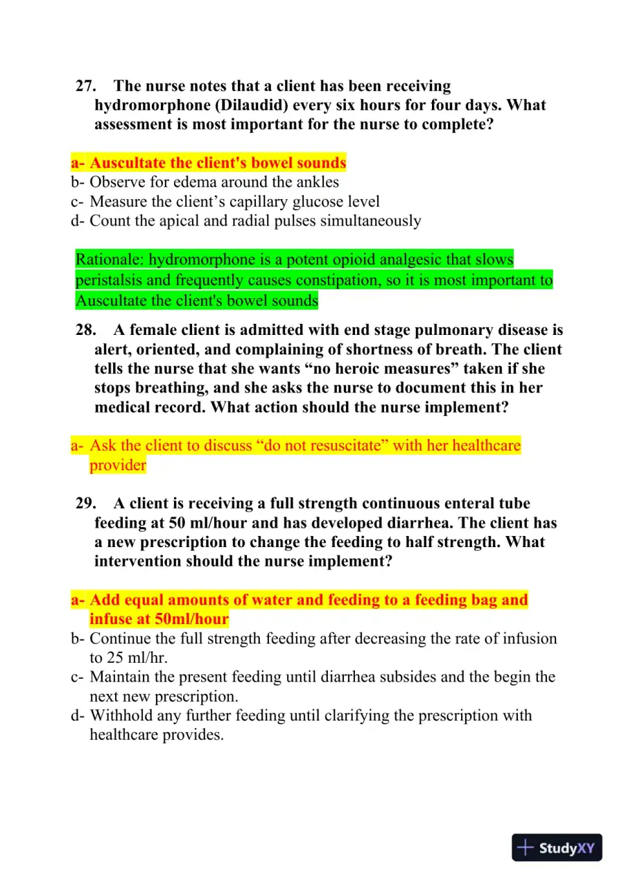 2020-2021 HESI RN Pediatrics Review Exit Exam With Answers (756 Solved Questions), page 14