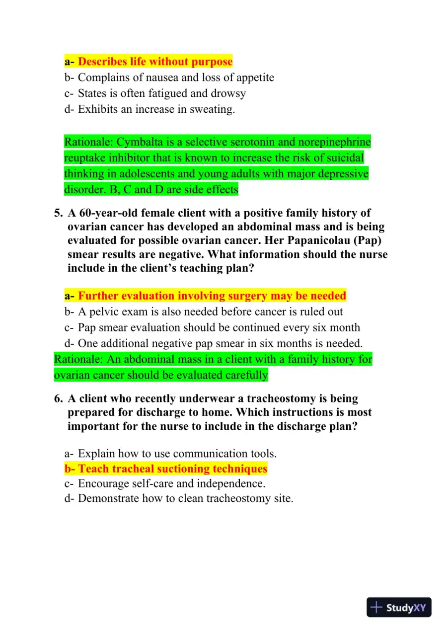 2020-2021 HESI RN Pediatrics Review Exit Exam With Answers (756 Solved Questions), page 4