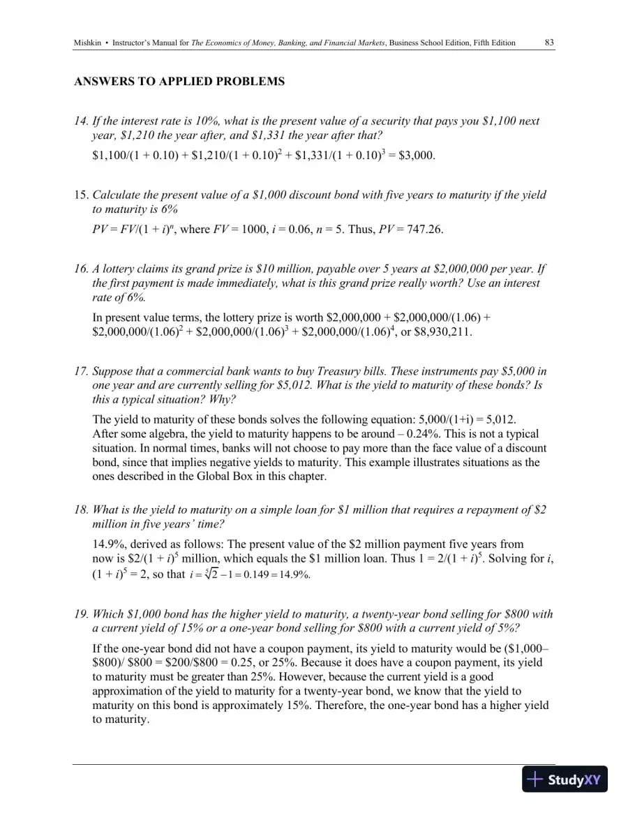 Economics of Money, Banking and Financial Markets, The, Business School Edition, 5th Edition Solution Manual, page 29