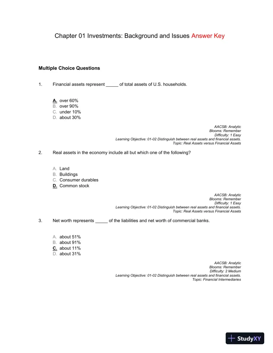 Test Bank For Essentials Of Investments, 9th Edition, page 16