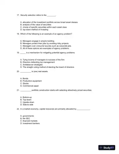 Test Bank For Essentials Of Investments, 9th Edition - Page 5 preview image