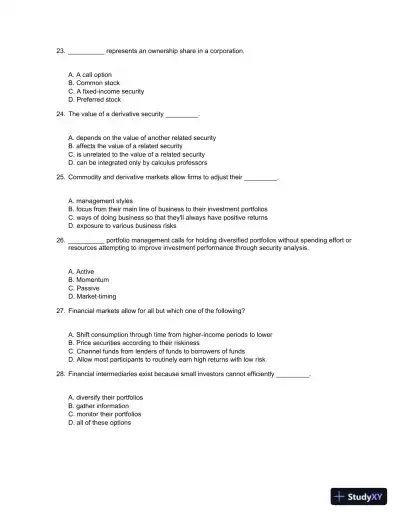 Test Bank For Essentials Of Investments, 9th Edition - Page 6 preview image