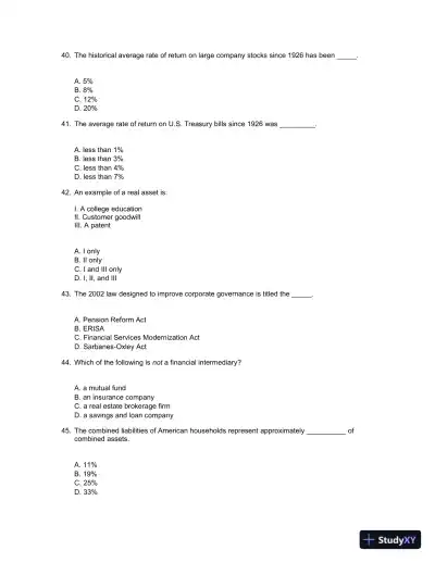 Test Bank For Essentials Of Investments, 9th Edition - Page 9 preview image