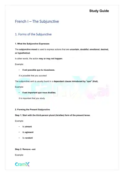 French I - The Subjunctive - Page 1 preview image