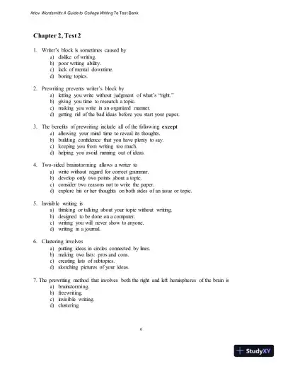 Test Bank for Wordsmith: A Guide to College Writing, 7th Edition - Page 10 preview image