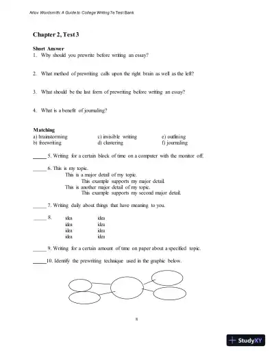 Test Bank for Wordsmith: A Guide to College Writing, 7th Edition - Page 12 preview image