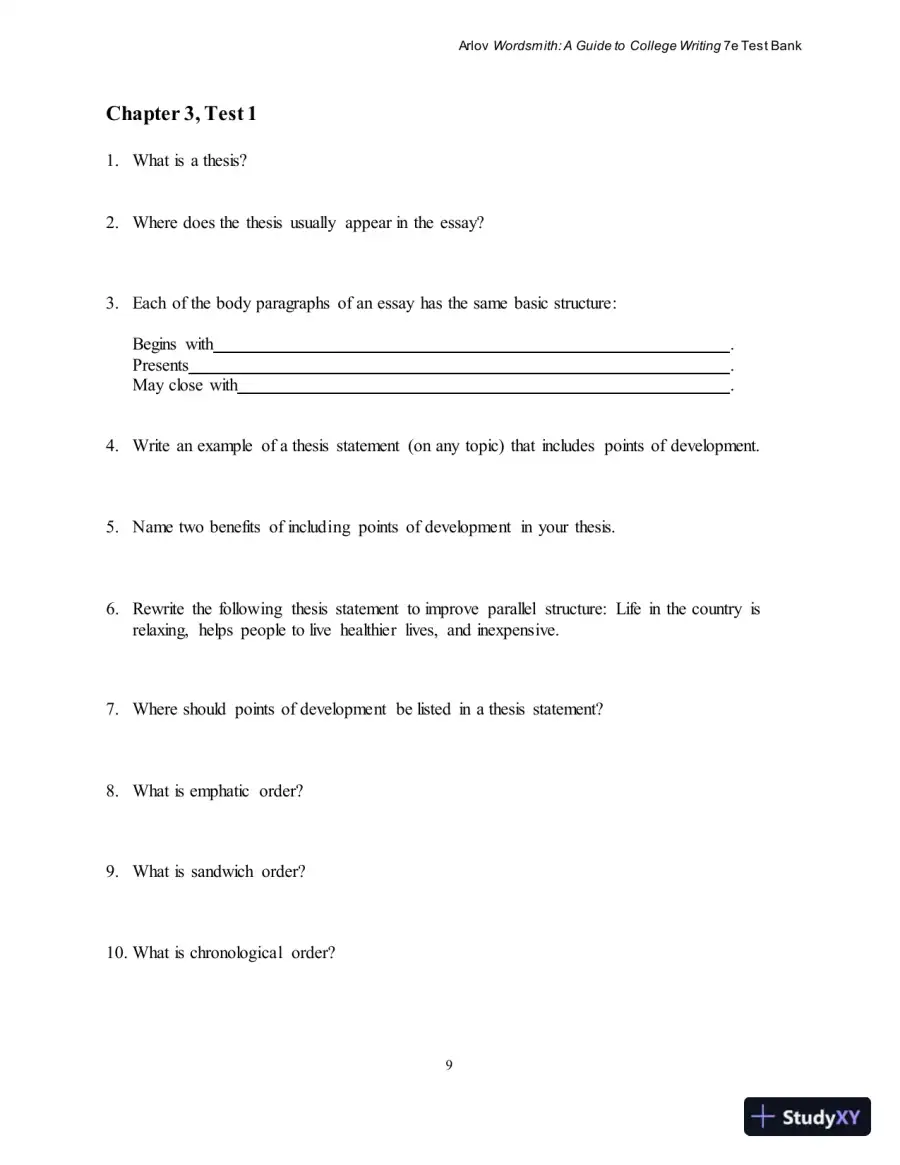 Test Bank for Wordsmith: A Guide to College Writing, 7th Edition, page 13