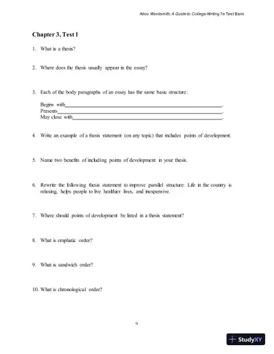 Test Bank for Wordsmith: A Guide to College Writing, 7th Edition - Page 13 preview image