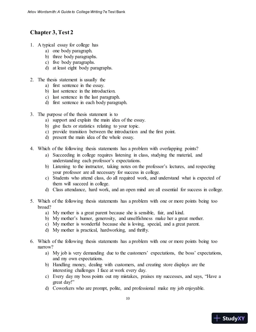Test Bank for Wordsmith: A Guide to College Writing, 7th Edition, page 14