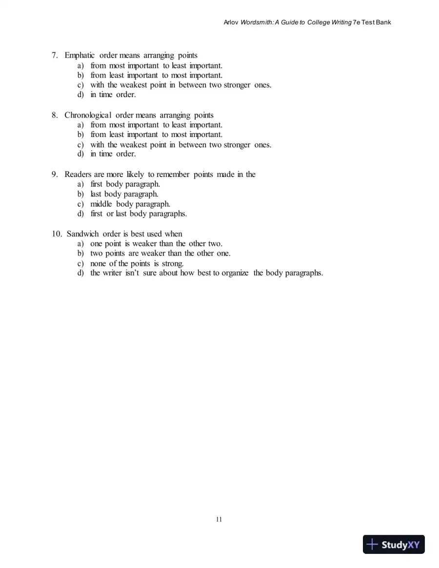 Test Bank for Wordsmith: A Guide to College Writing, 7th Edition, page 15