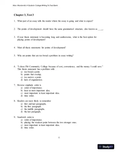 Test Bank for Wordsmith: A Guide to College Writing, 7th Edition - Page 16 preview image