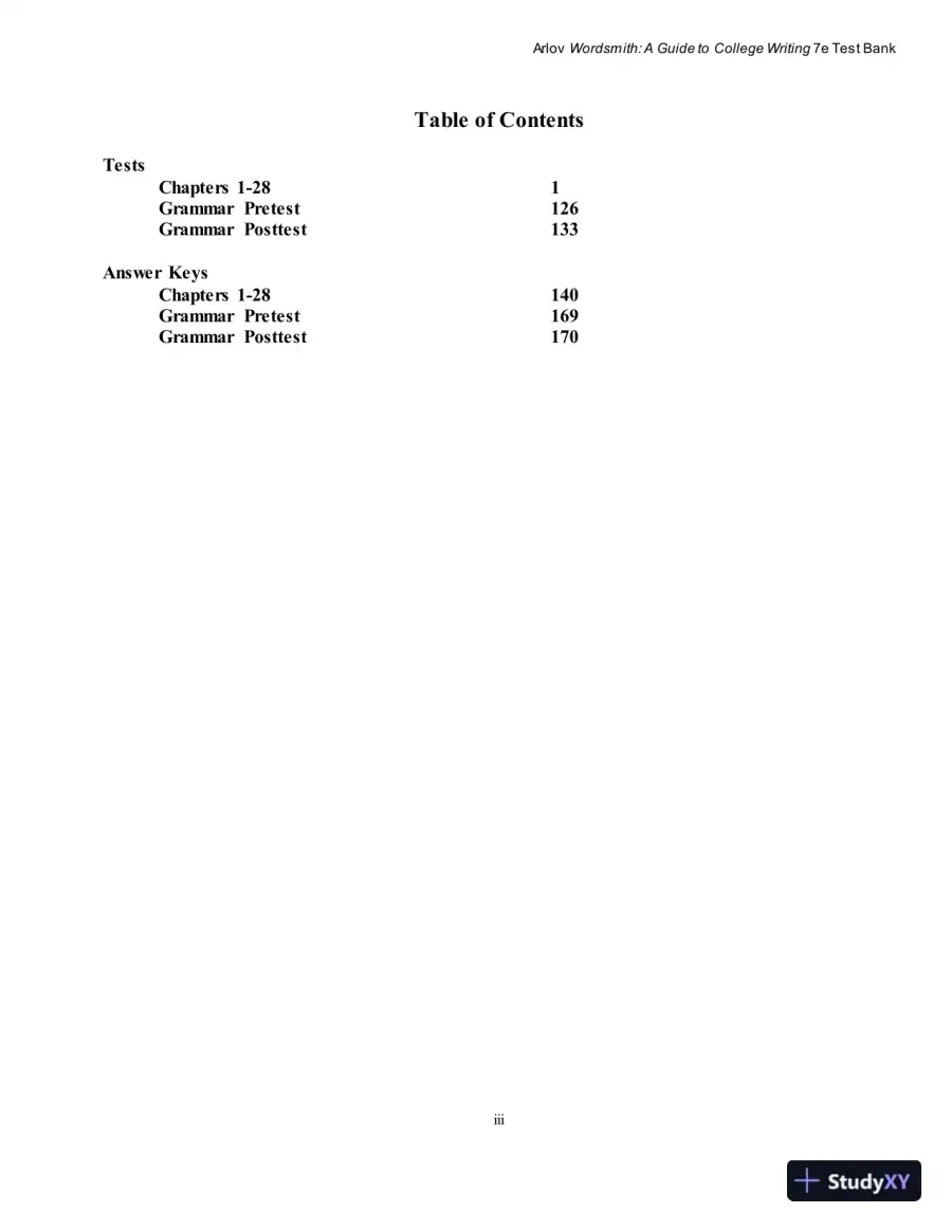 Test Bank for Wordsmith: A Guide to College Writing, 7th Edition, page 3