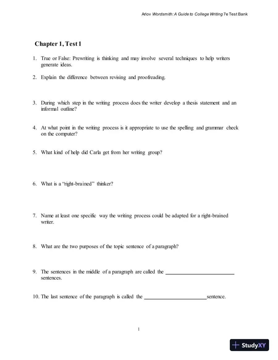 Test Bank for Wordsmith: A Guide to College Writing, 7th Edition, page 5