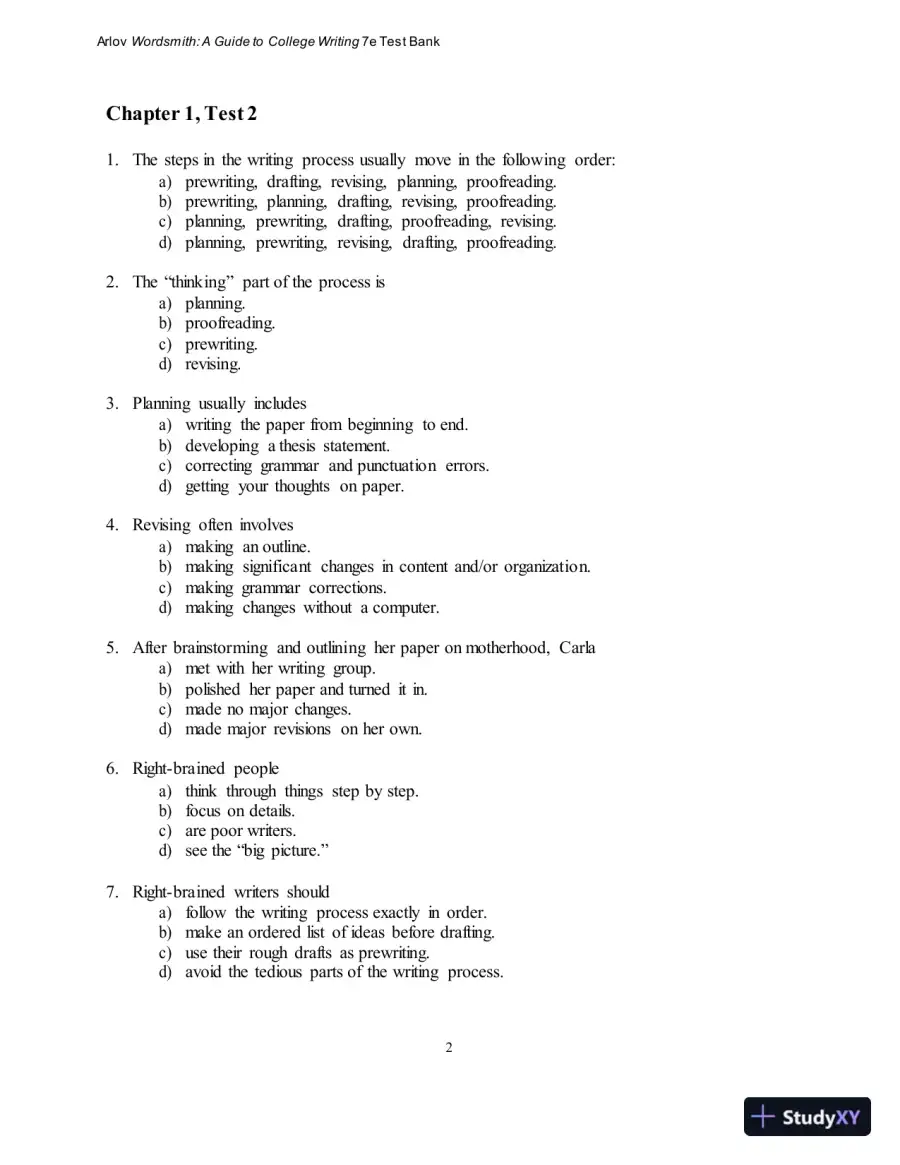 Test Bank for Wordsmith: A Guide to College Writing, 7th Edition, page 6