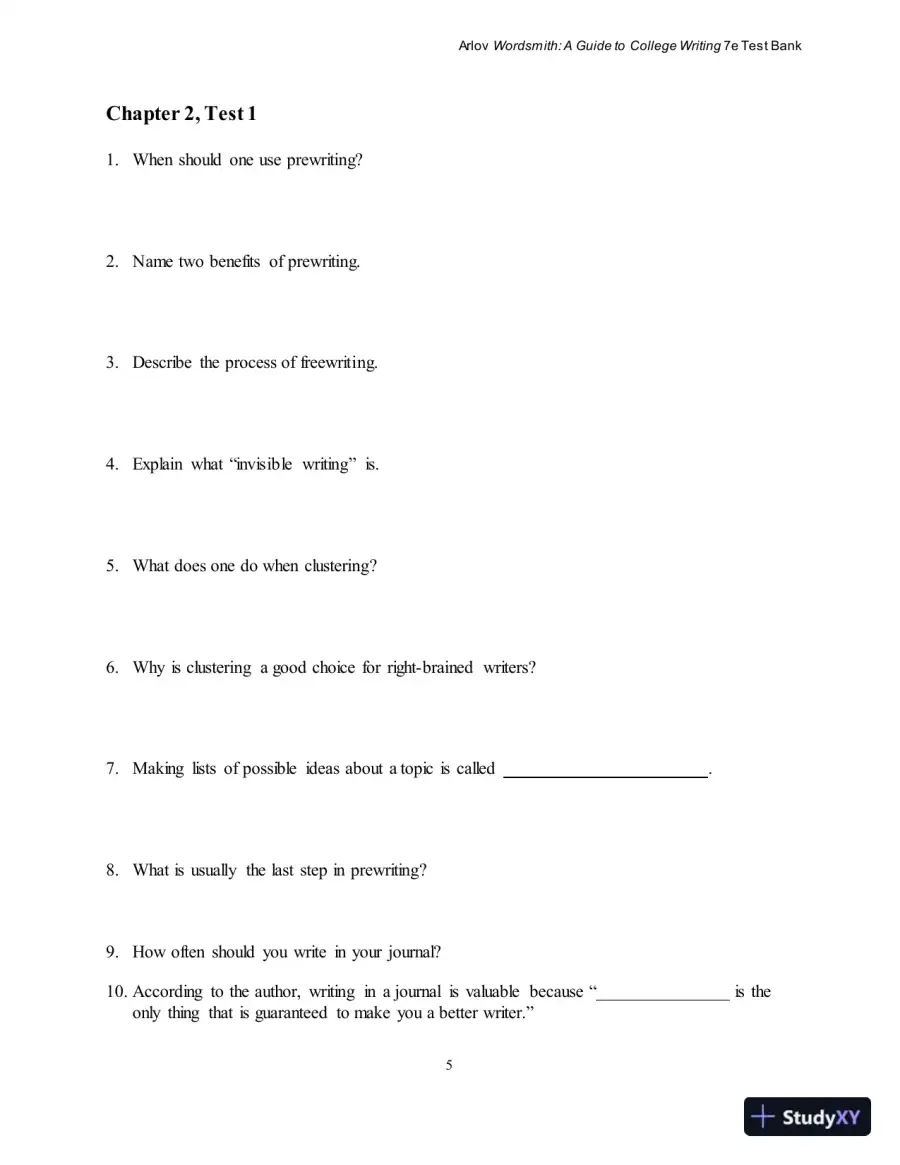 Test Bank for Wordsmith: A Guide to College Writing, 7th Edition, page 9