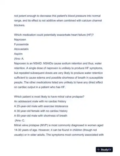 APEA Cardiovascular 3P Exam Preparation With Answers (97 Solved Questions) - Page 10 preview image