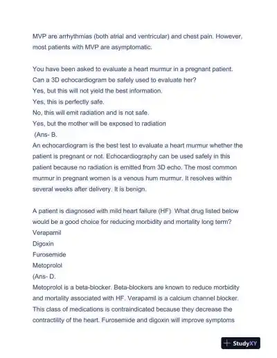 APEA Cardiovascular 3P Exam Preparation With Answers (97 Solved Questions) - Page 11 preview image