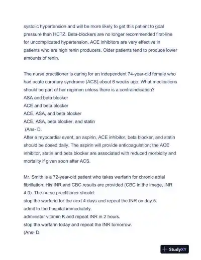 APEA Cardiovascular 3P Exam Preparation With Answers (97 Solved Questions) - Page 13 preview image