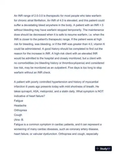 APEA Cardiovascular 3P Exam Preparation With Answers (97 Solved Questions) - Page 14 preview image