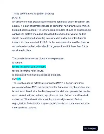 APEA Cardiovascular 3P Exam Preparation With Answers (97 Solved Questions) - Page 4 preview image